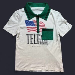 Telfar Cream Flag Hybrid Polo Zip T Shirt